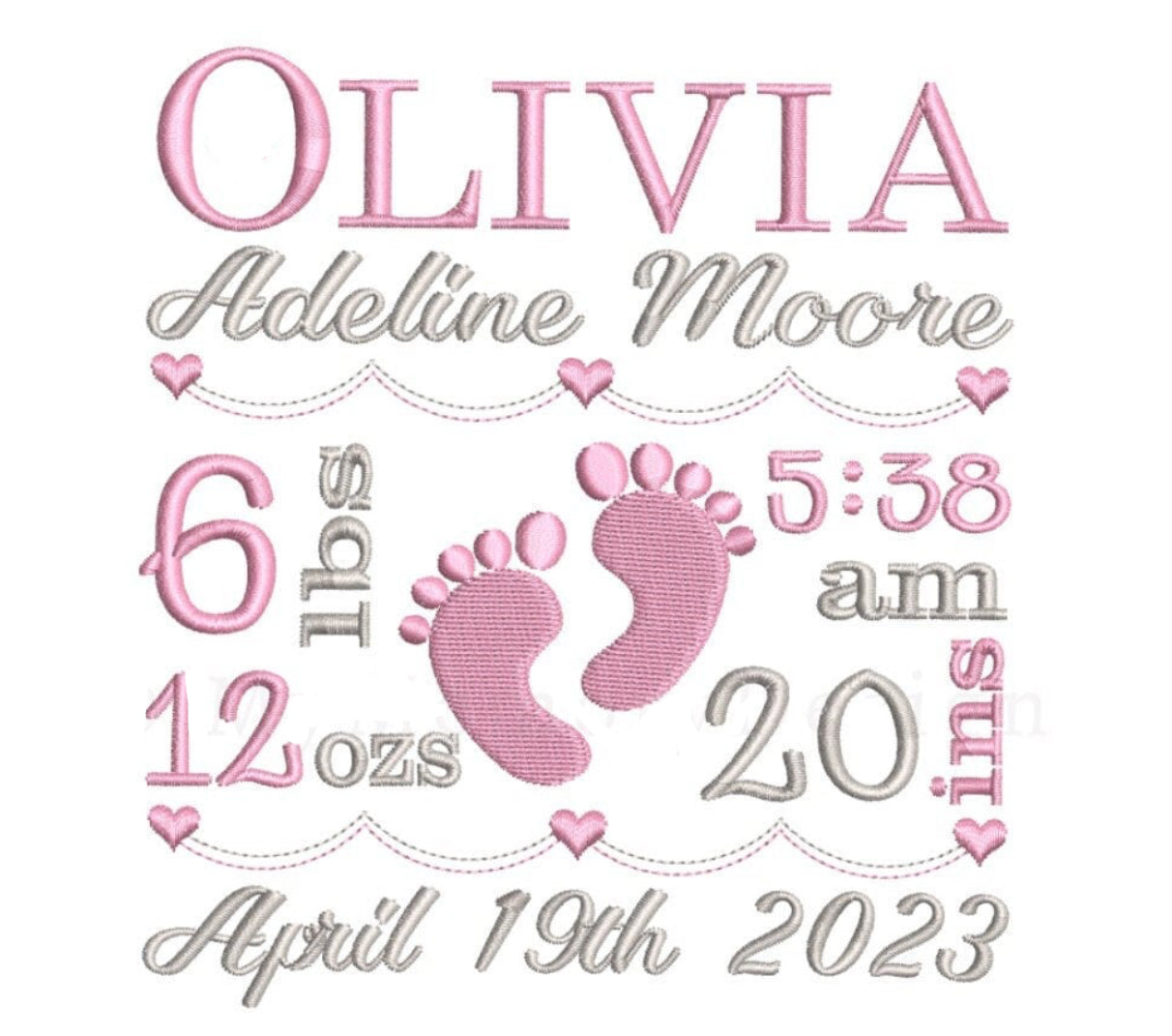 Baby Birth Stat Keepsake Pillow