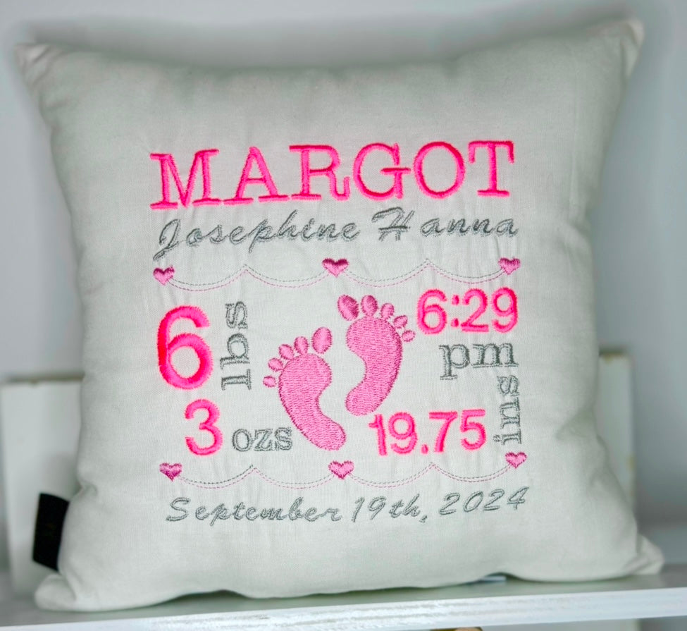 Baby Birth Stat Keepsake Pillow