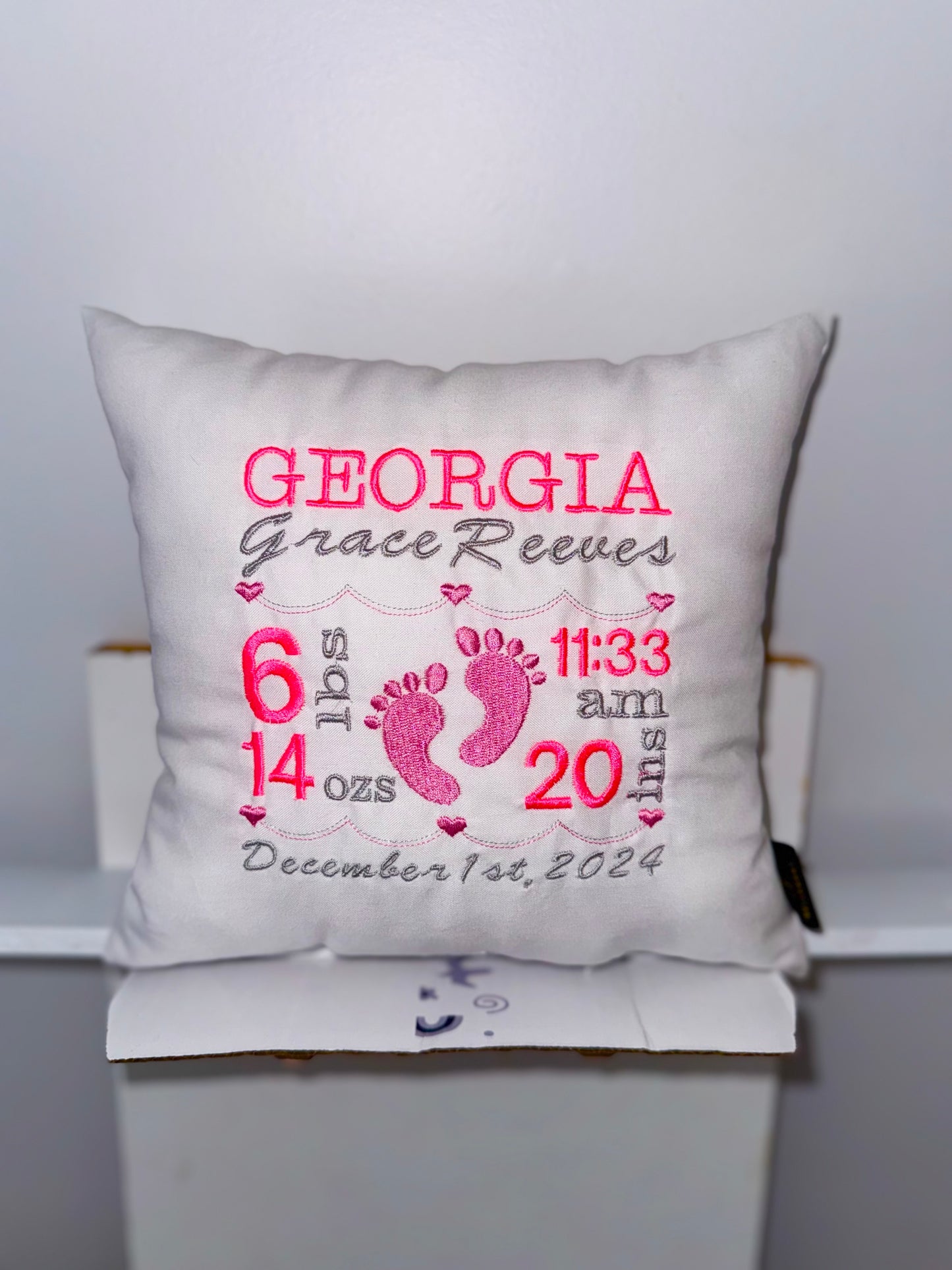 Baby Birth Stat Keepsake Pillow