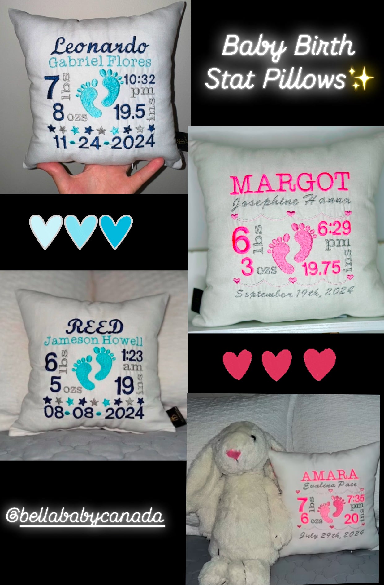 Baby Birth Stat Keepsake Pillow
